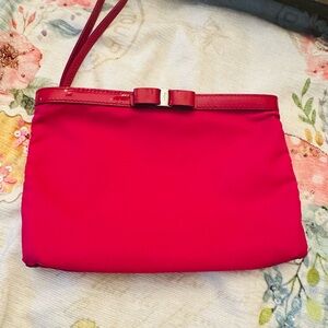 Salvatore Ferragamo Red & Pink  Bow Wristlet , Clutch,  or Toiletry  bag